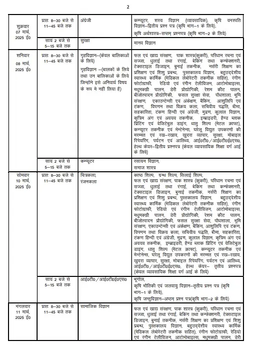 up board exam date sheet 2025