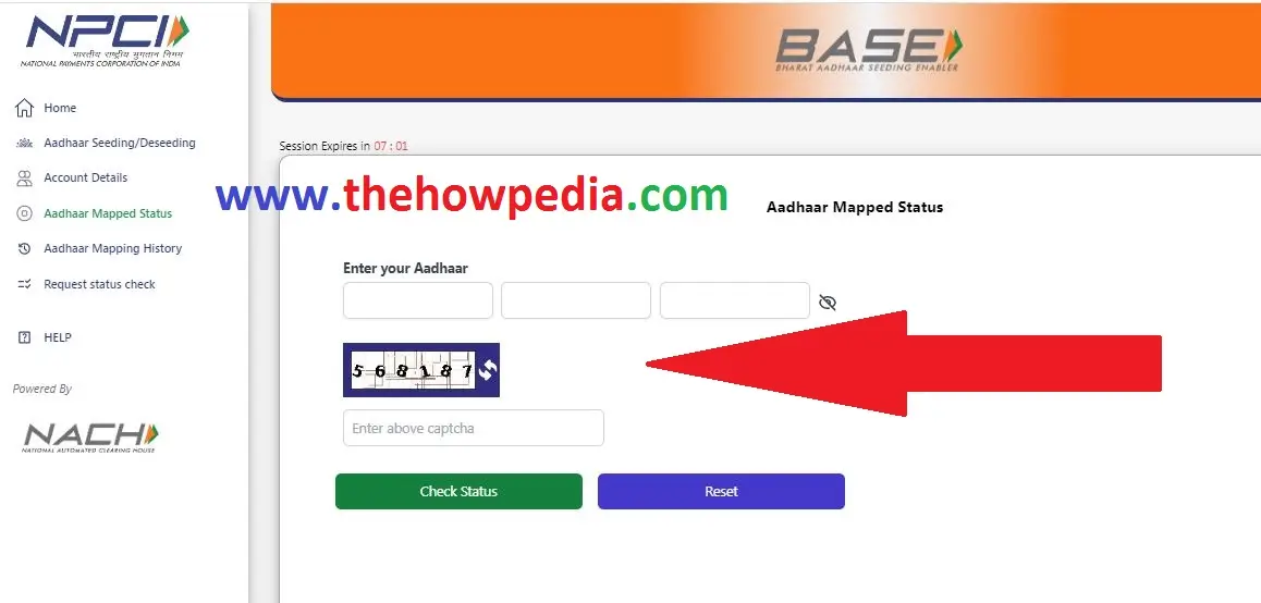 NPCI Aadhar link bank account status check DBT status check by Aadhaar mobile number