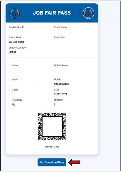 Rajasthan Rojgar Mela Yuva Sambal Entry Pass